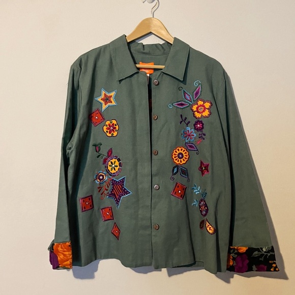 Hearts Of Palm Eclectic Colorful Floral Jacket - Bohemian, Hippie, Quirky - Picture 2 of 8
